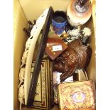 A box of collectables and oriental ornaments