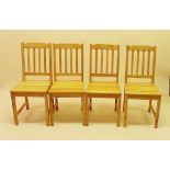 Four pine slatted kitchen chairs