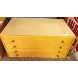 A vintage satinwood four drawer cutlery box with fitted interior