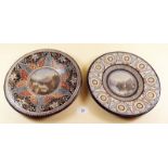 Two Thoune plates painted Alpine landscapes within stylised floral borders - 25cm dia