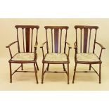 Three Edwardian stick back chairs - some repairs