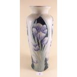 A Moorcroft style vase decorated blue flowers - 37cm