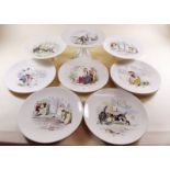 A Bishop and Stomer Nursery Ware dessert service comprising six plates and three comports printed "