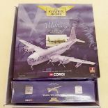 Five Corgi Aviation Airline die cast aircraft: Comet, Victor, Victor Tanker, Lockheed Hercules and a