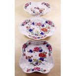 Four Chamberlains Worcester dessert serving dishes painted flowers c1815