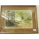 Hilda Horcutt - watercolour and pastel Ledbury Woodland scene - 23 x 33cm