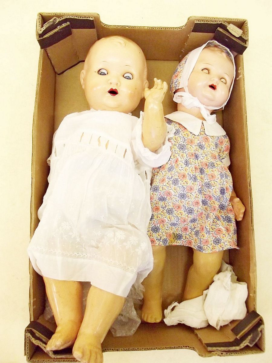 Two early 20th century large composition baby dolls