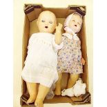 Two early 20th century large composition baby dolls