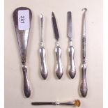 A silver manicure set etc