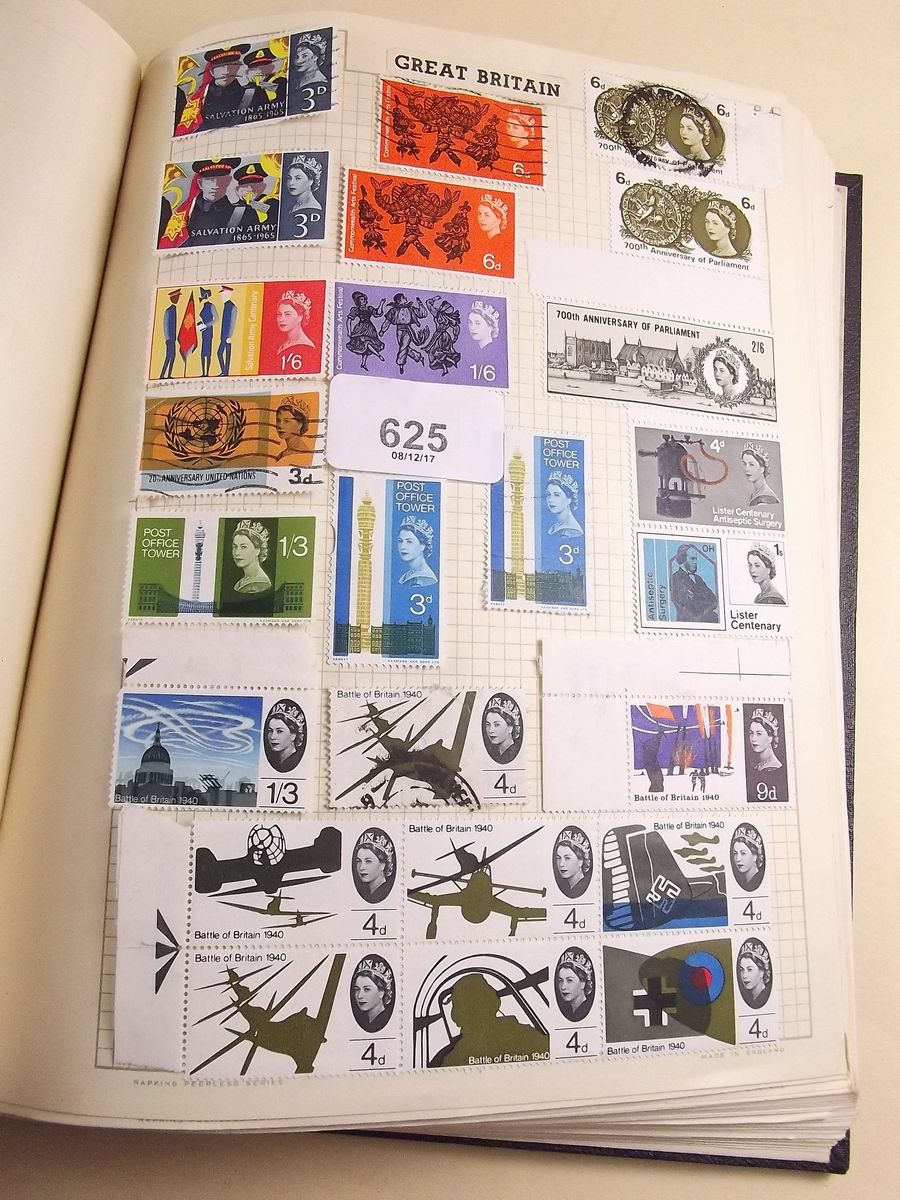 A blue album of GB, Commonwealth, All World Mint and used stamps