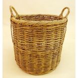 A wicker log basket