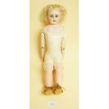 A late 19th/early 20th century Kessler shoulder head doll with kid skin jointed body - marked 3097