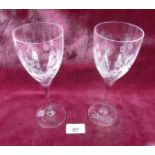 A pair of Royal Doulton cut glass wine glasses 'Old Bouquet' - boxed