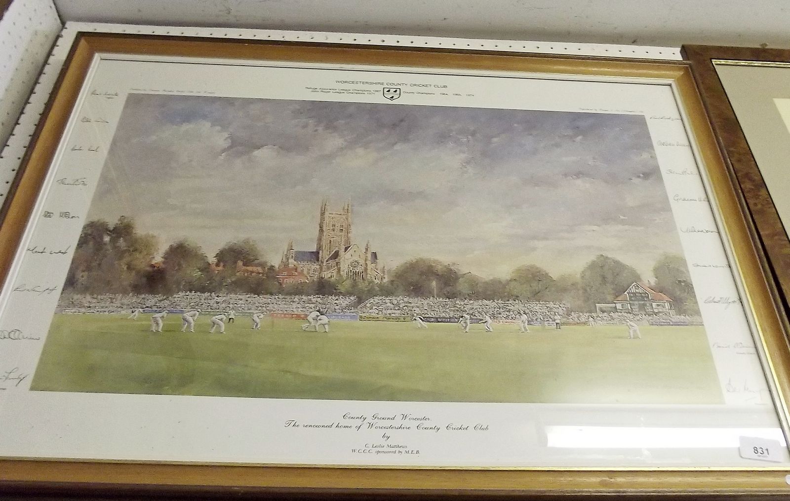 Leslie Matthews - limited edition print Worcester County Cricket Club, signed by the players and