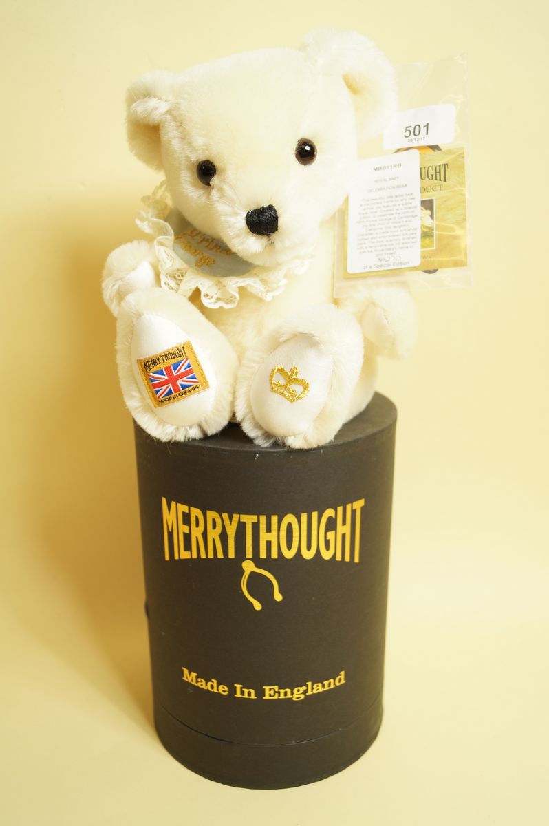 A Merrythought Prince George teddy bear - boxed with tag