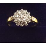 A 9 carat gold chip diamond cluster ring, size P