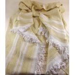 A large woven yellow silk throw or shawl