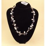 A Keshi pearl and diamonte bead necklace