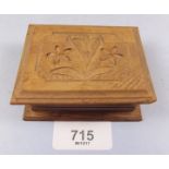 A Swiss carved wood treen stamp box