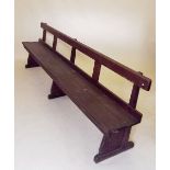 An early 20th century long kitchen or gallery bench - approx 260cm