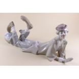 A large Lladro figure of a reclining clown 'Circus Clown' from the Circus Series, 37.5cm long