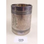 A silver christening tankard engraved April 14th 1907 - by William Aitken, Birmingham 1904 - 233g