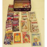 A suitcase of old childrens magazines and comics including Lone Star, Mystery in Space, Dandy, Beano