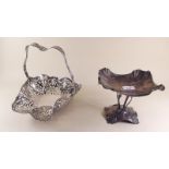 A silver plated cake basket and a silver plated comport