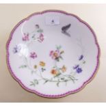 A Victorian porcelain comport painted flowers and butterflies