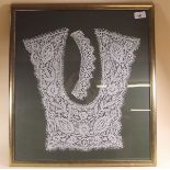 An antique lace collar framed and glazed- 40 x 28cm