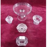 A Victorian glass comport and various other glass ware