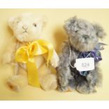 Two small Merrythought bears in blond and mohair grey