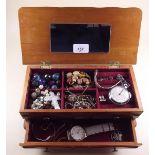 A jewellery box and contents including Seamaster Stopwatch