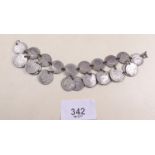 A silver threepenny bit bracelet