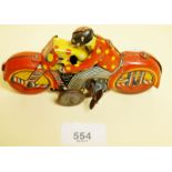 A Mettoy tin plate motorbike and rider