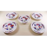 A set of five Chamberlains Worcester floral painted dessert plates