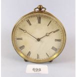 A small French circular brass eight day clock