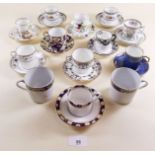 Thirteen various 19th and 20th century coffee cups and saucers