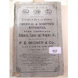 F. E. Becker Catalogue of Chemical & Scientific Apparatus, circa 1880's, 270 pages