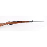 7.62R x 54 Mosin Nagant in full original military specification including bayonet, dated 1955, no.