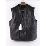Three leather shooting waistcoats, sizes S, M & L, as new