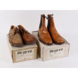 Regent, yellow tan dealer boots, size 6; Regent Weather, leather brogues, size 6, each boxed