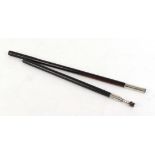 Scarce two piece ebony cleaning rod with German silver mounts (a/f)