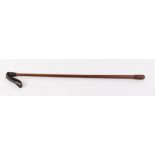 Victorian leather covered riding crop, platted leather grip, 28,1/2 ins overall