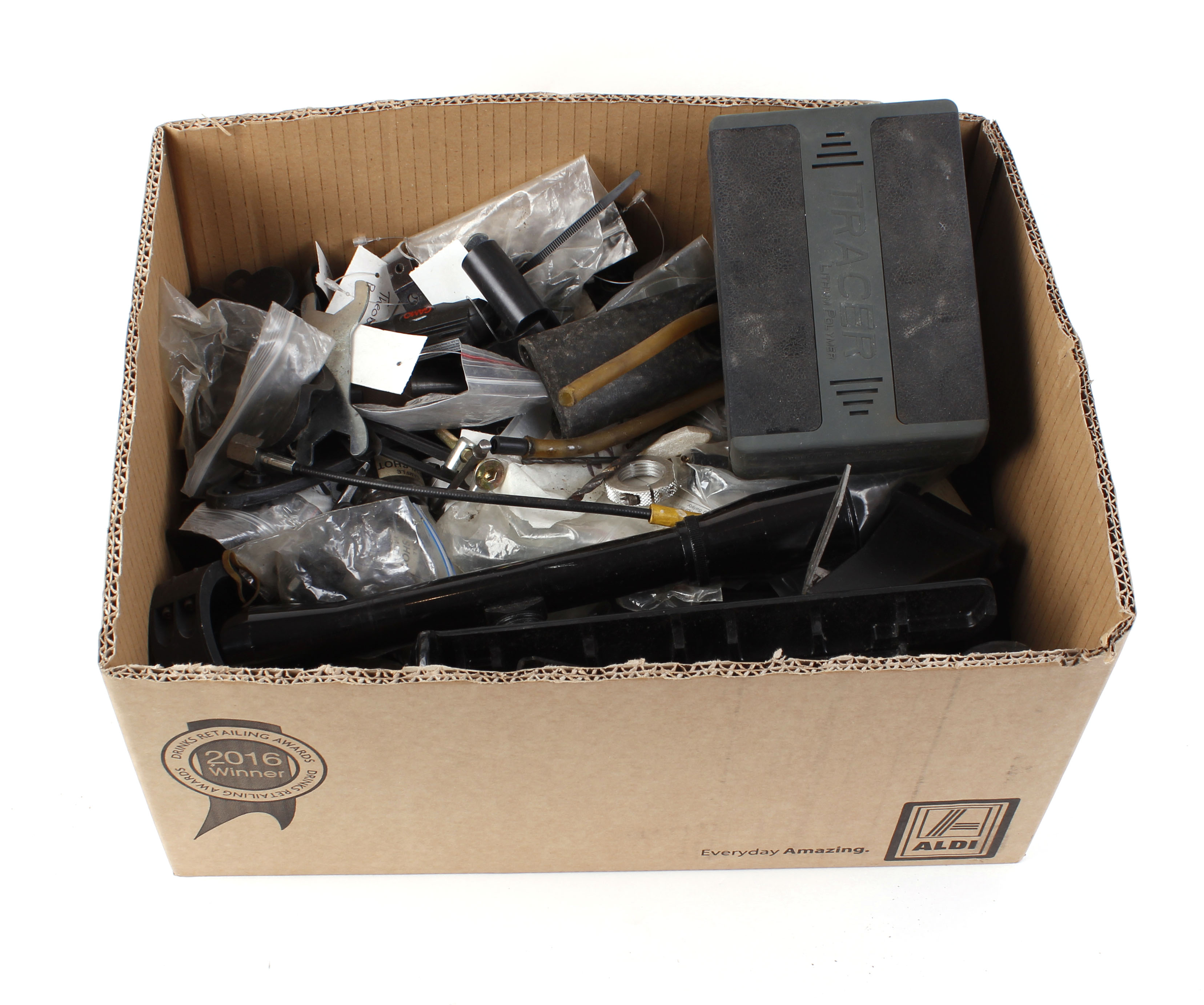 Box containing various air gun and other spares and sundries