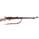 .22 Midland Gun Co. martini action, 30 ins two band barrel, tunnel foresight with spare elements,