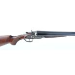 12 bore hammer by AYA, 28 ins chopper lump barrels, 1/2 & full, 76mm magnum chambers, engraved