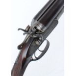 10 bore hammer by W. Wallas, 30 ins barrels by Milburn & Son Brampton, black powder proof, scroll