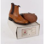 Regent Appleby, brown sherpa grain leather brogue market boots, boxed