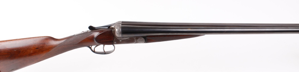 12 bore boxlock non ejector, Belgian, 30 ins barrels, 1/2 & full, engraved action and fences, 14